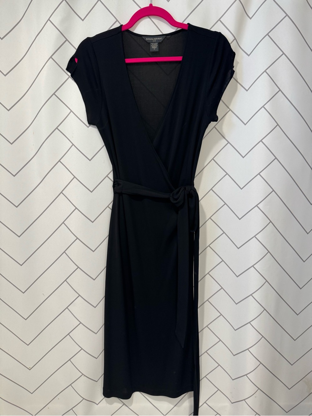 Banana Republic Black Midi Wrap Dress with Tie